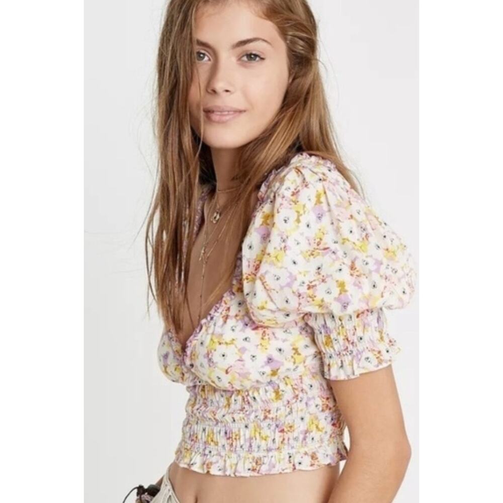 Urban Outfitters May Floral Smocked Top Medium